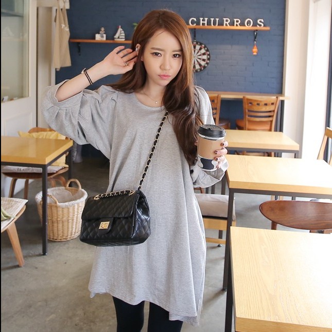 Special spot South Korea Dongdaemun female spring and autumn Korean version cotton loose large size maternity dress T-shirt simple