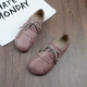 Giày búp bê Sen retro handmade đế mềm, giày đế bằng, miệng cắt thấp boot nữ cao cổ Giày cắt thấp