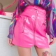 Gạo hạt nhà Châu Âu và Hoa Kỳ PU leather red 蹦 di mùa đông gói hip váy nữ váy váy váy mát cao eo váy