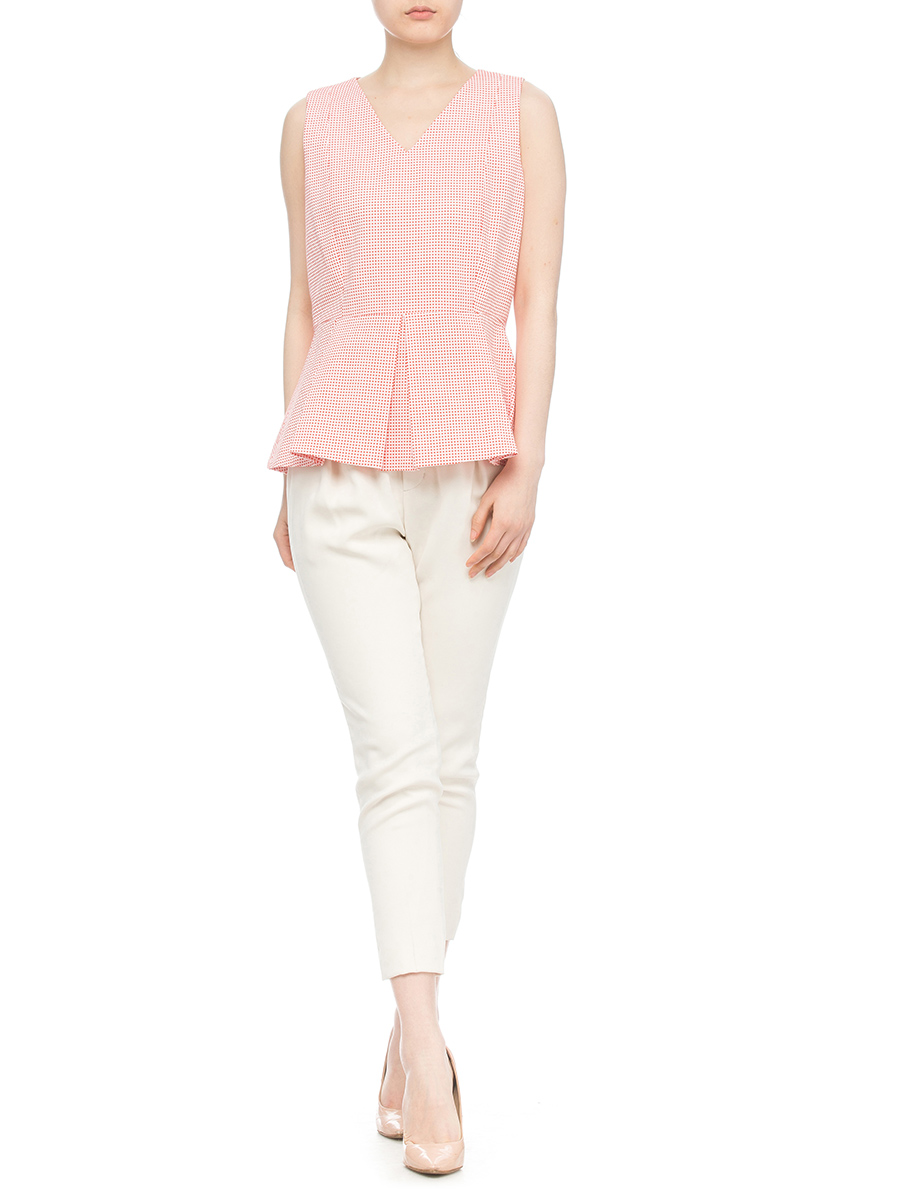 JESSICA 粉色凹凸纹理V领裙摆式上衣