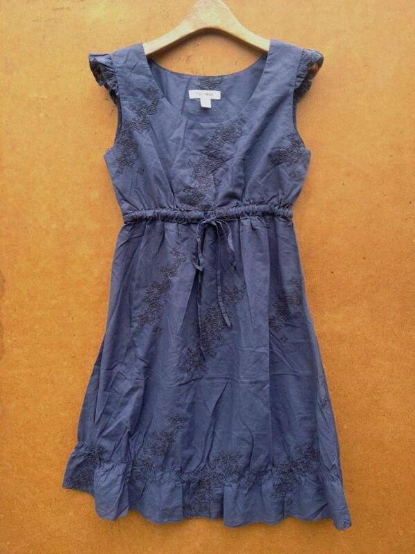 Special Offer Australian Brand High-Waisted Dress Pastoral Style Embroider Purple Blue and Gray 4 and 6 (S and m)