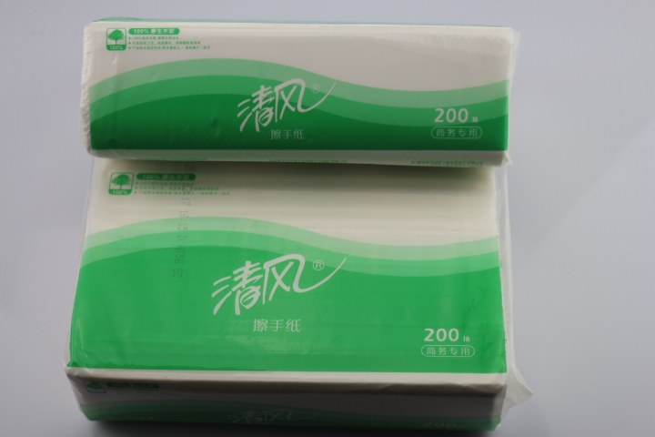 清风擦手纸 B913A 200抽/包 三折擦手纸 干手纸 纸巾225mm*230mm