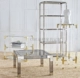 Soft Pack House Acrylic Kim loại Nội thất hoàn chỉnh Golden Tea Side Table Bookshelf Vải Băng ghế trang điểm Gương bộ bàn ghế phòng khách Bộ đồ nội thất