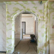 Imitation jade marble overall background wall European Roman columns high-end living room TV film wall villa Roman columns