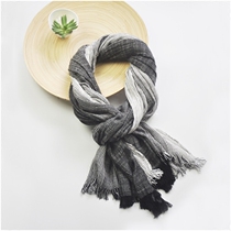 Fall Winter 2020 New Black and White Striped Gradient Cotton Scarf Boys Scarf Couple Scarf Japanese Literature Shawl