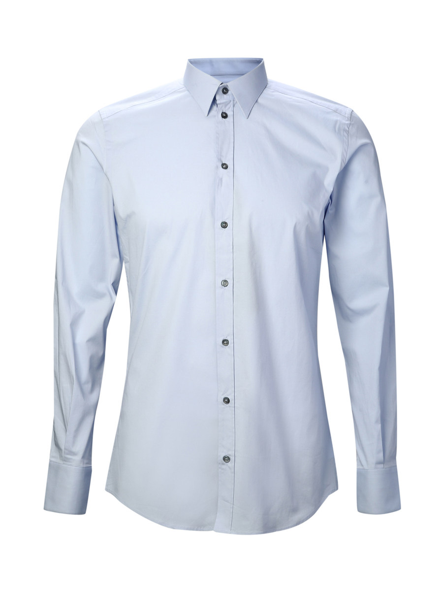 Dolce&Gabbana 淡蓝色八角领修身长袖衬衫