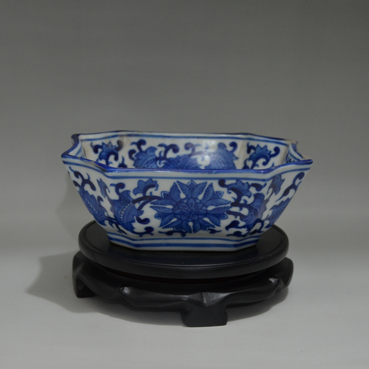 Ancient Play Ancient Porcelain Ware Collection Handpainted Green Flowers 8 Squared Pens Wash Swing Piece Wenfang Supplies Jingdezhen Factory Goods Ceramics