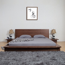 Solid wood oak bed minimalist Nordic plate bed modern day-style tatami bed double bed Inclined Backrest Bed