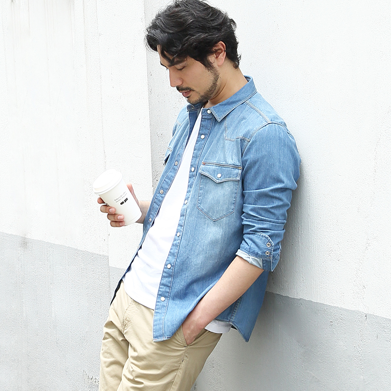Autumn Denim Jacket Men's Denim Shirt Pure Cotton Long-Sleeved Slim Casual Denim Shirt for Men Autumn Denim Jacket Men's Denim Shirt Pure Cotton Long-Sleeved Slim Casual Denim Shirt for Men