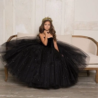 Cô gái dẫn chương trình cuộc thi người mẫu trình diễn trang phục catwalk trẻ em ống đen top áo dài lau công chúa váy trẻ em đẹp