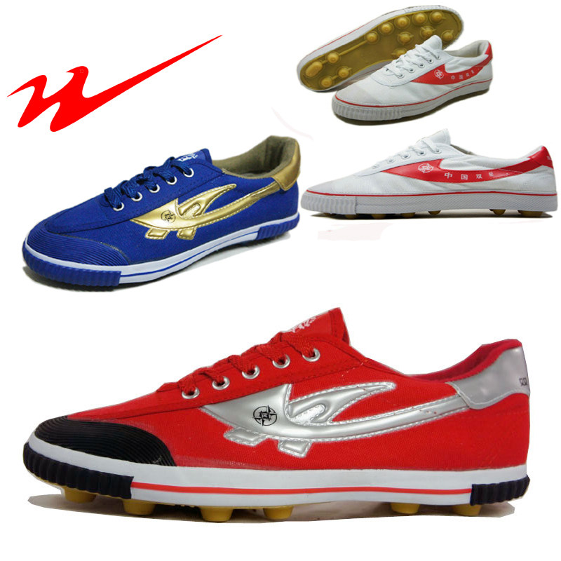 Qingdao Double Star Eight Special Canvas Broken Nail Tendon Bottom Red Youth Children's Artificial Grass Non-slip Soccer Shoes