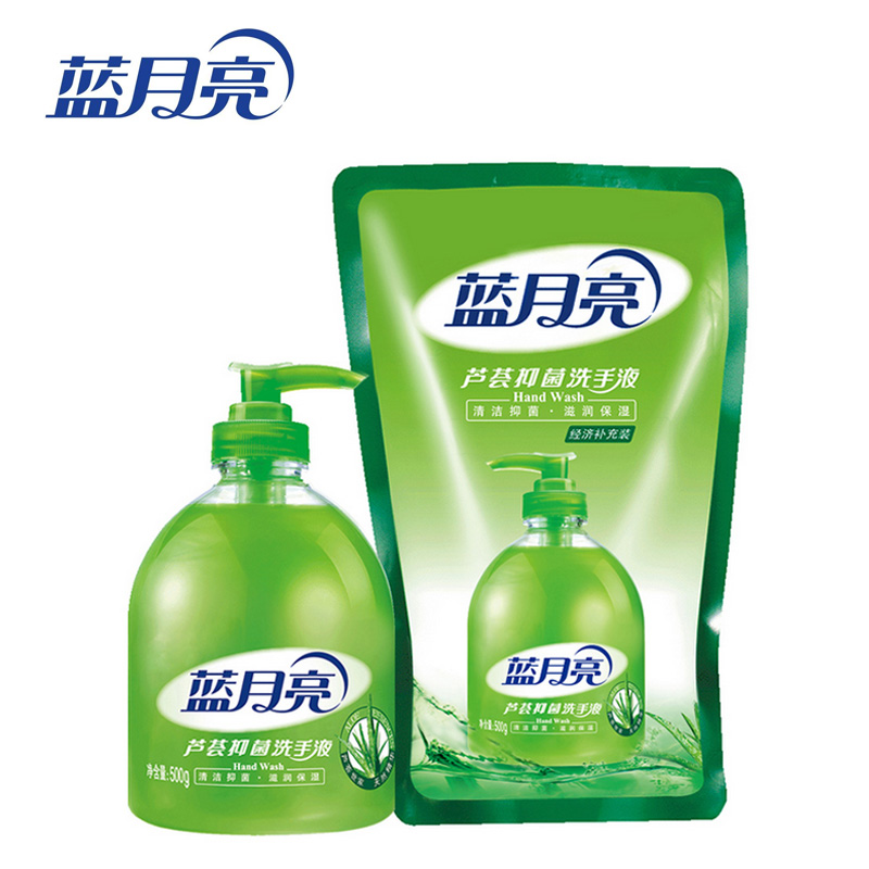 500g蓝月亮芦荟抑菌洗手液+500g立袋装1包