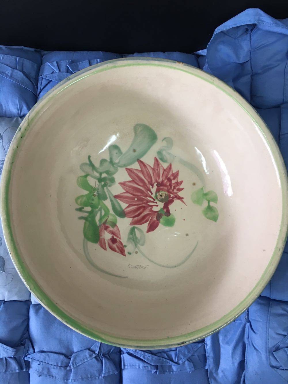 Old fashioned and pasta old ceramic basin founding early glazed colorful hand-painted florist pattern nostalgic collection-Taobao