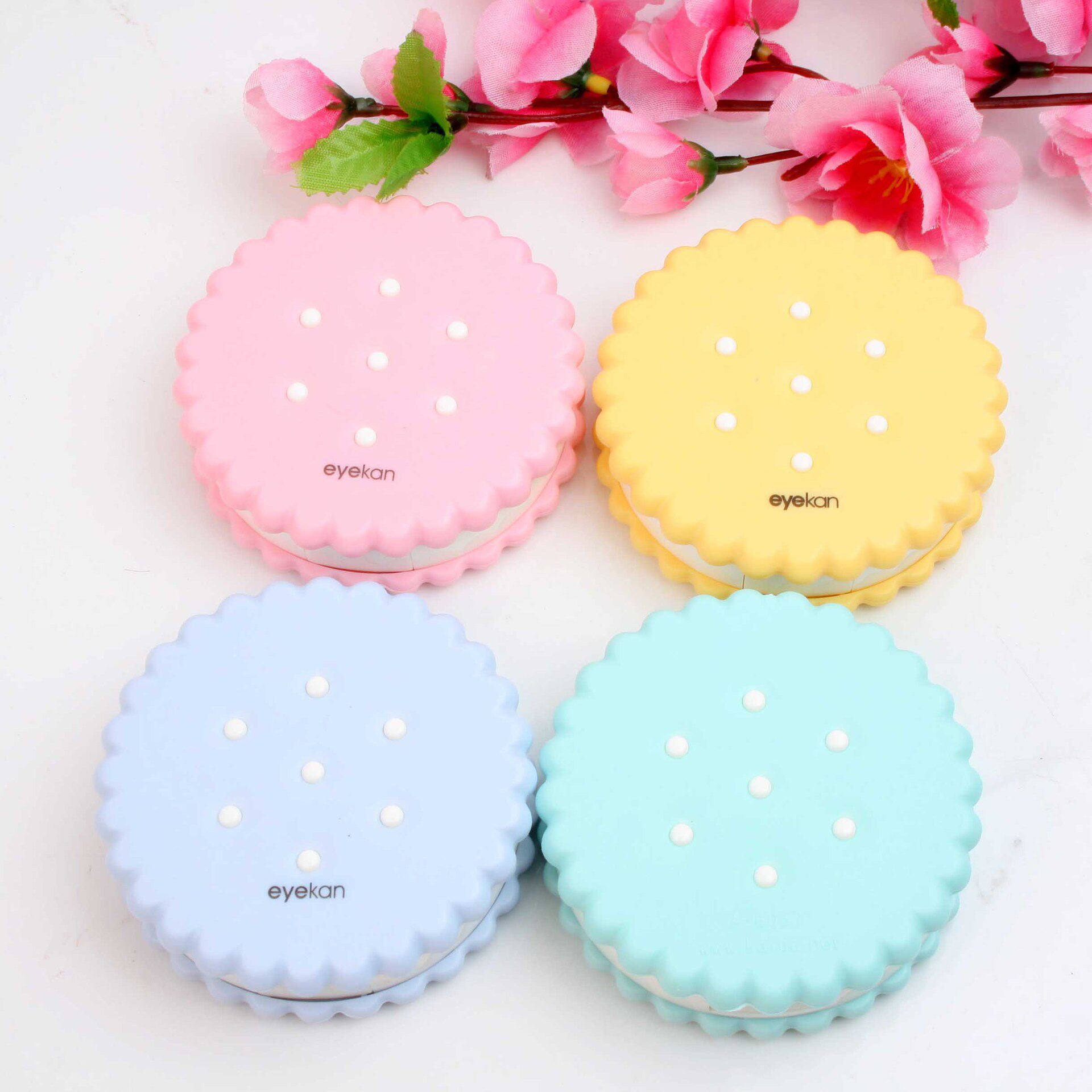 美瞳盒子 隐形眼镜盒可爱护理盒双联盒套装饼干美瞳盒美瞳收纳盒