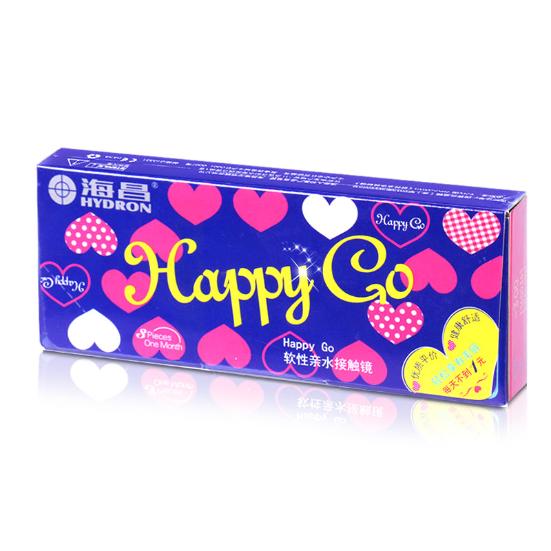海昌隐形近视眼眼镜Happy GO水润高透氧月抛3片装包邮
