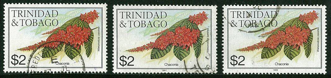 Trinidad and Tobago 1983 flowers $2 three different remember full letter pin items