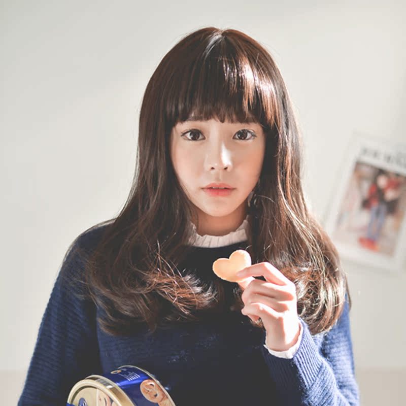 假发女 卷发 梨花头 中长卷发蓬松 斜刘海女士中长卷发大波浪卷发