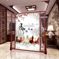  New Chinese style screen partition decoration room living room modern minimalist office Hotel solid wood hollow entrance seat screen