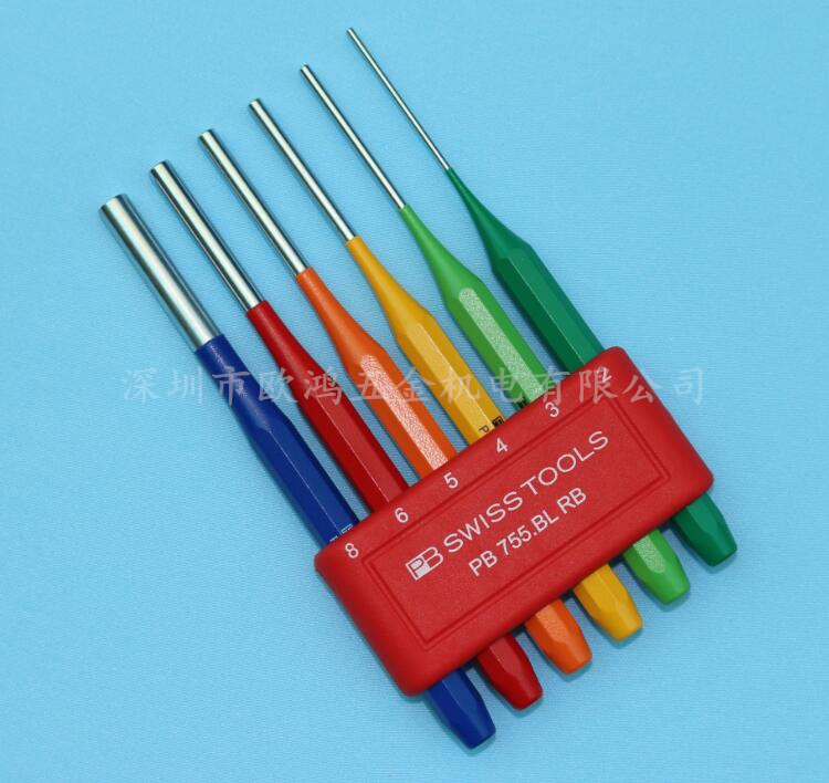 Imported Swiss PB 755.BL RB octagonal handle color pin punch punch 6 pieces