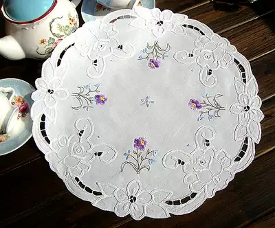 Foreign trade pure cotton boutique embroidered American retro round fabric coaster decorative mat bottle mat 39CM value