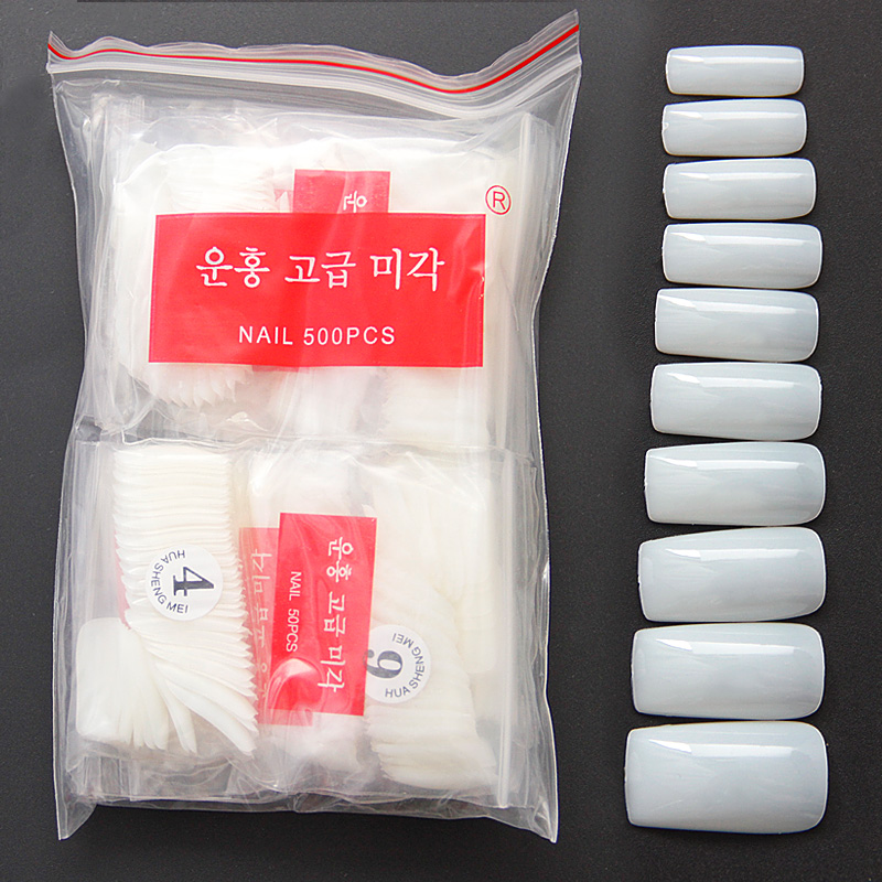美甲用品 全贴甲片 透明超薄自然色100片盒装500片假指甲用胶水贴