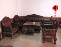 Sofa gỗ gụ Lào gỗ hồng sắc đỏ sofa lớn ngai vàng 13 mảnh đặt gỗ gụ đồ gỗ rắn Sian gỗ hồng sắc - Bộ đồ nội thất ghế sofa thông minh