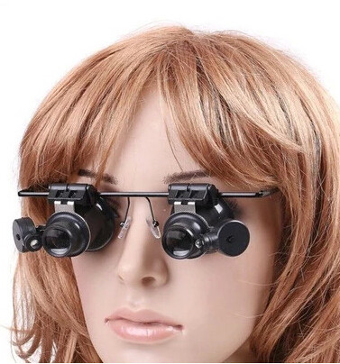 LED headwear magnifier with lamp 20 times glasses-type watch and watch repair inspection maintenance appraisal Type 9892A