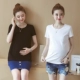 Thai sản váy mùa hè ăn mặc phụ nữ mang thai ngắn tay t-shirt mùa hè 2018 new loose Hàn Quốc phiên bản của phụ nữ mang thai t-shirt quần short triều mẹ