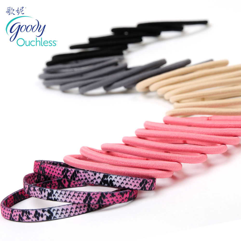 Goody歌妮 美国歌妮发饰 经典印花发圈 安全皮筋 10倍弹力30根