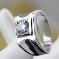 Nhẫn nam Titan đơn giản Thép bóng láng Kim cương Nhẫn cưới Mô phỏng Bạch kim Nhẫn độc quyền Nam Index Ngón tay có thể được viết chữ nhẫn cặp vàng