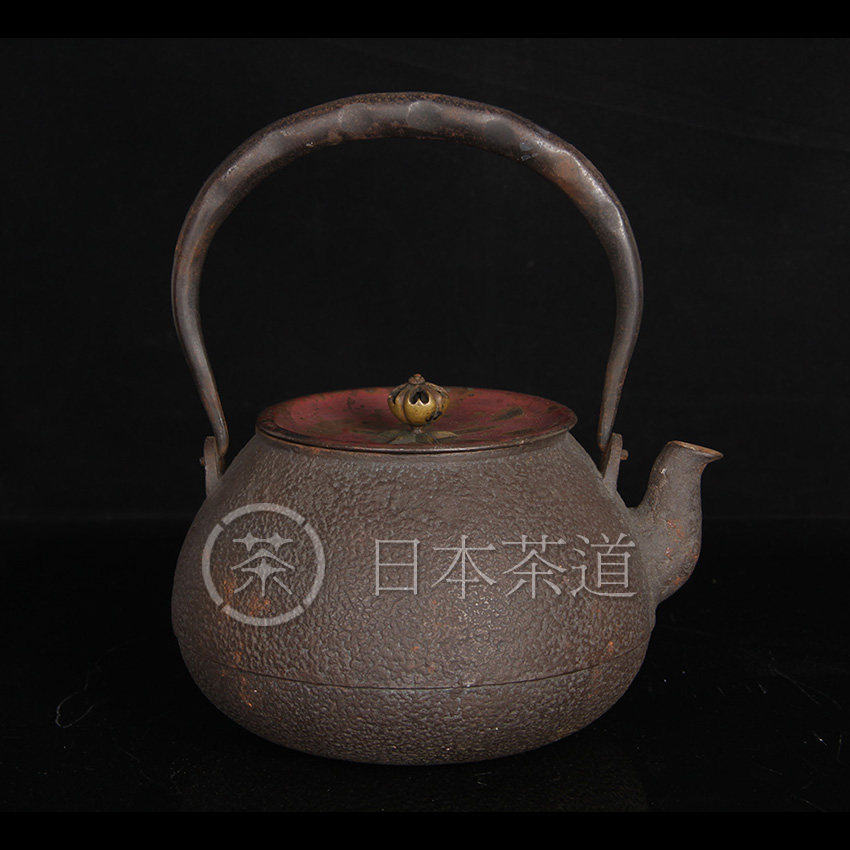 O Japanese iron kettle Kyoto, Japan - based rock - bead - shaped bronze - cover - shaped bronze - beam - old iron pot
