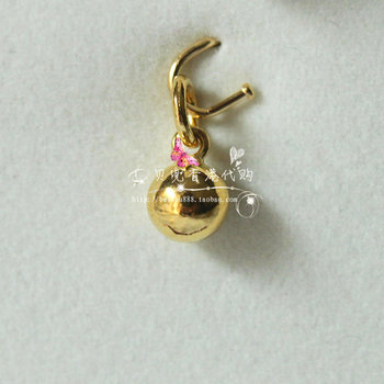 Hong Kong Chow Tai Fook Genuine 999.9 Pure Gold Double Ring Small Bell Pendant Bracelet Anklet
