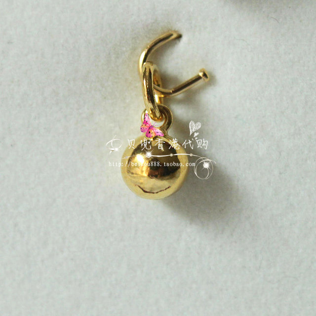 Hong Kong Chow Tai Fook counter genuine 999.9 pure gold double ring gold small bell pendant bracelet and anklet