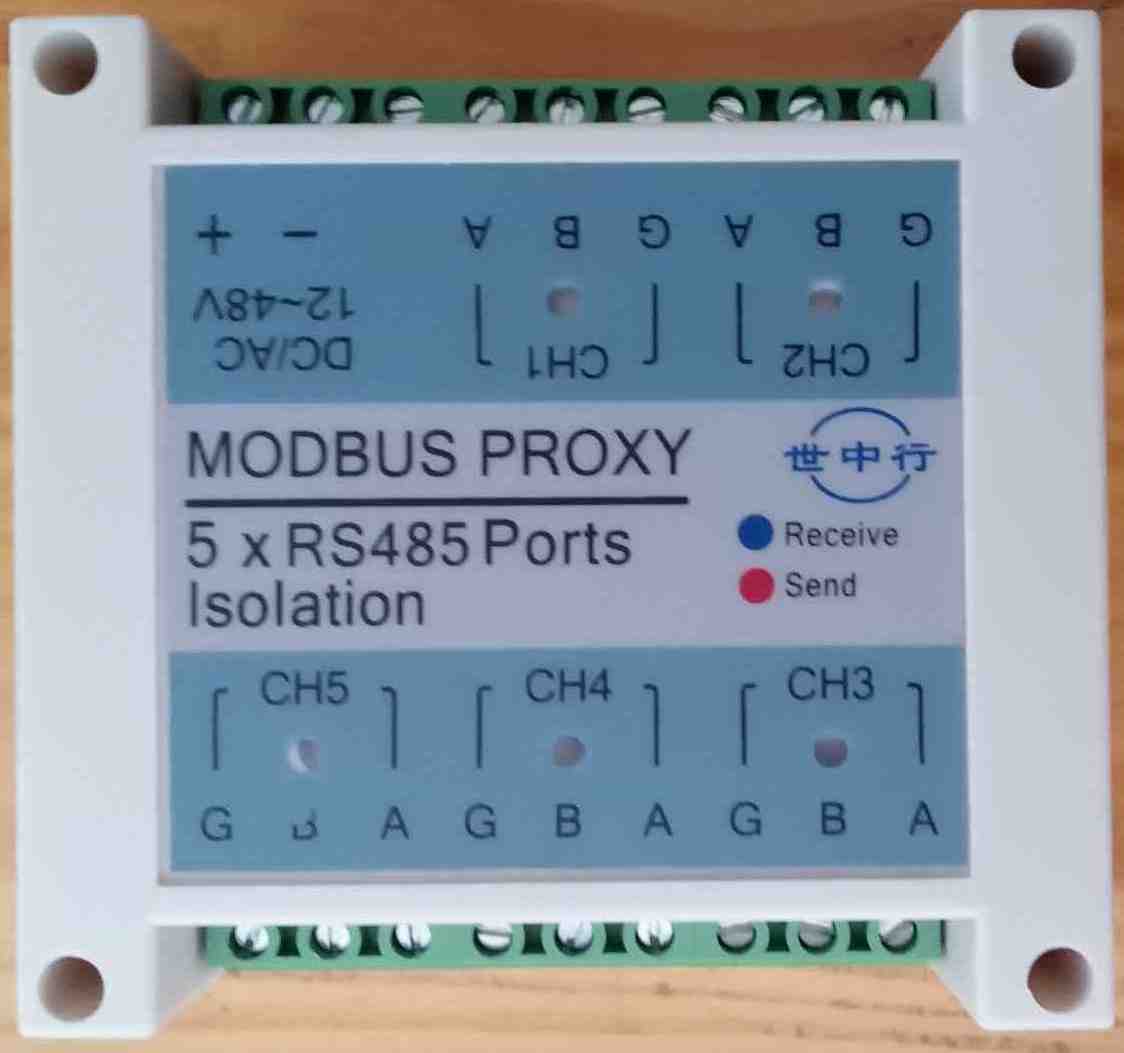 BOC 5 port modbus (RS485) hub host agent communication between multiple host slaves