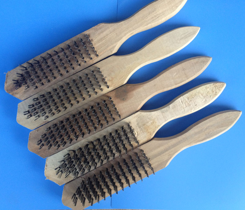 Wood handle steel wire brush metal cleaning rust removing cleaning brush bristles brush industrial brush cleaning tool