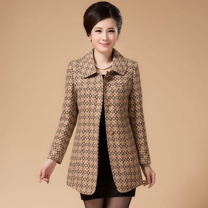 新款春装外套中长款女装外衣2015春秋季女士中年加大码妈妈装上衣