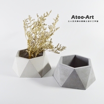 Atoo Clear Water Concrete Flower Pot Nordic Style Loft Geometry Succulent Simple Cement Plant Home Decoration Flower Vessel