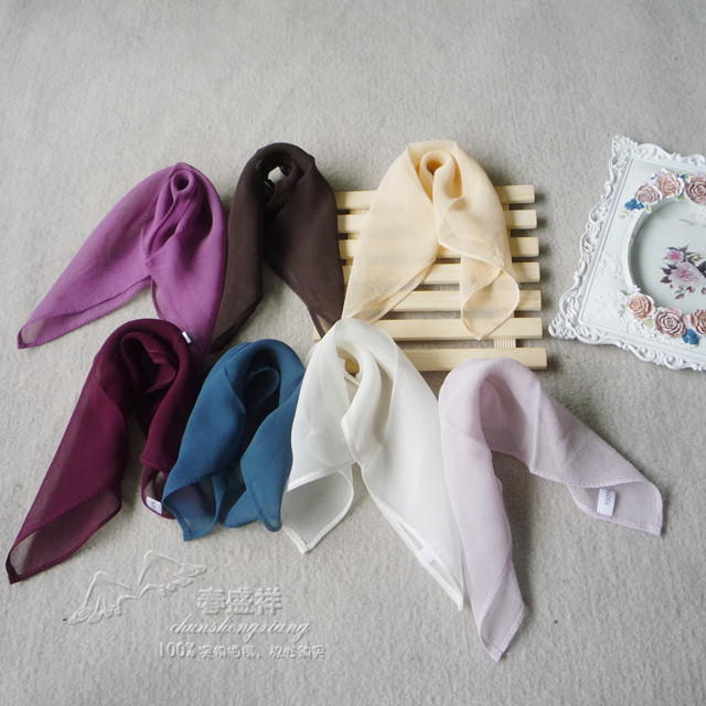 Chinese ancient style silk handkerchief 100% mulberry silk ultra-thin comfortable pure silk handkerchief pure color handkerchief to wipe face and sweat