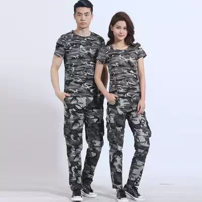 Camouflage suit men camouflage short sleeve T-shirt camouflage pants military fans thin women Summer military training uniform sailor dance summer