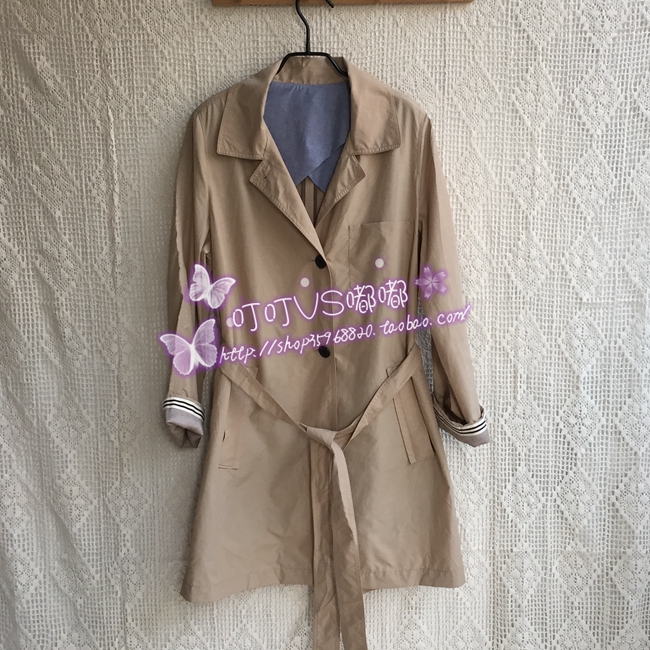 Self-retained E*C Han Fan'er single-breasted thin windbreaker with turnable sleeves, two colors ENJJ53823W