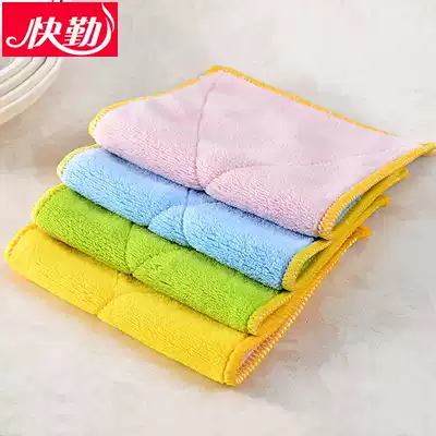 Fiber double-sided absorbent dishwashing towel thickened non-hair loss non-oil rag kitchen dishwashing cloth