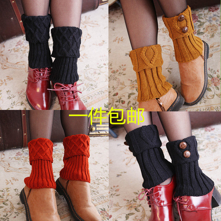 Korean women's socks loose wool socks boot cover knitted fashion leg cover autumn and winter foot cover cute socks bubble socks