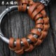 Retro personality creative Harley motorcycle car leather key chain male modified pendant hand-woven lanyard