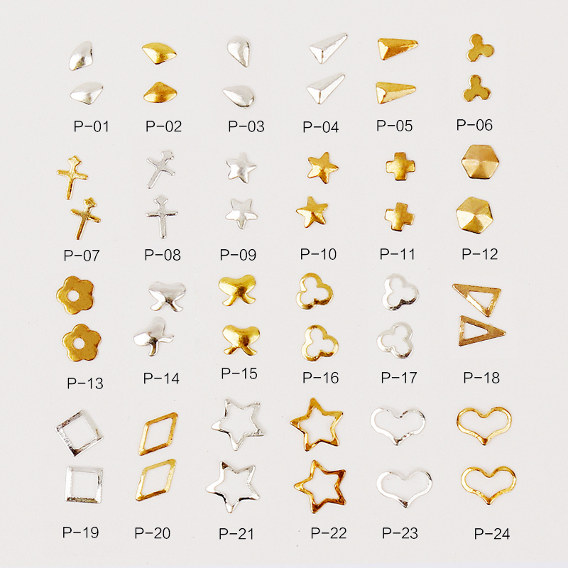 美甲日韩系迷你立体金属铆钉美甲饰品小花星星指甲贴钻批发P系列
