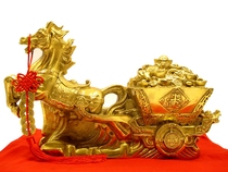 Pure copper horse-drawn ingot ornaments horse-drawn car crafts immediately get rich and have money Home and office lucky Feng Shui decoration