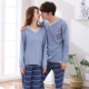 Nhìn mới Lan mùa xuân và mùa thu tay dài ngọt ngào dễ thương có thể mặc bên ngoài cotton vài bộ đồ ngủ nam và nữ phục vụ tại nhà - Giống cái