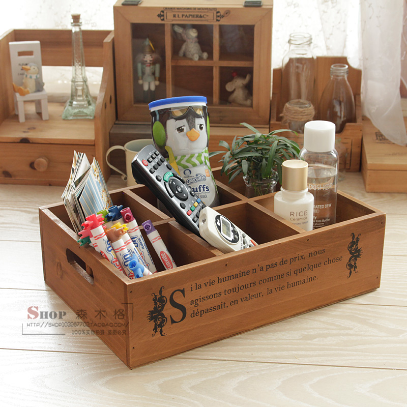 zakka wooden storage box Household sundries jewelry box Pallet Office finishing box Home storage wooden box