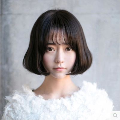 品秀假发 短卷发修脸型款空气薄刘海 蓬松梨花BOBO短发假发头套女