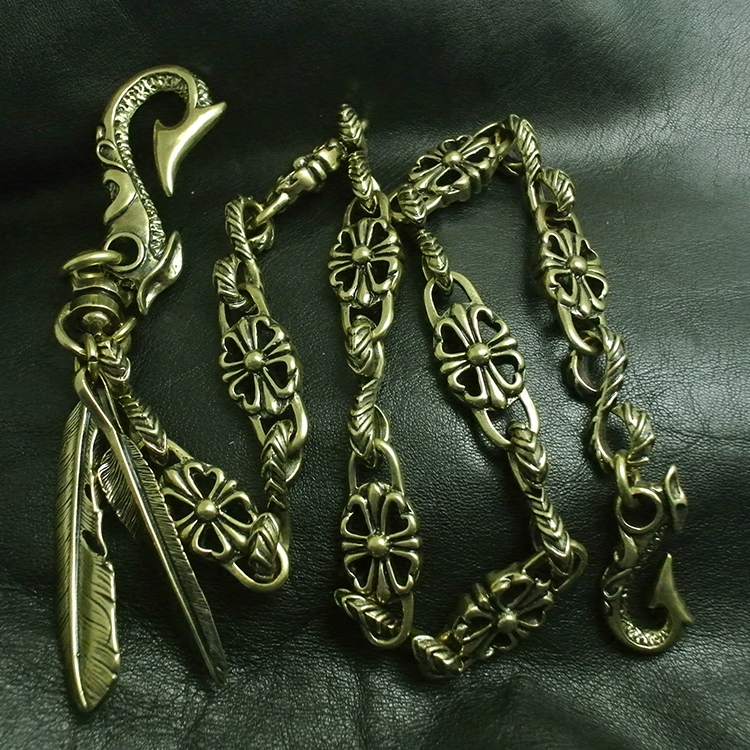 Broken Bronze Gg Out Pure Copper Cross Flower Pants Chain Punk Locomotive Accessories Brass White Bronze Chaobao Chain Decoration Chain-Taobao