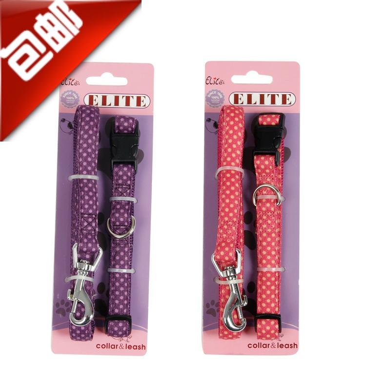 Boutique polka dot pet leash set teddy cat dog collar dog neck set supplies